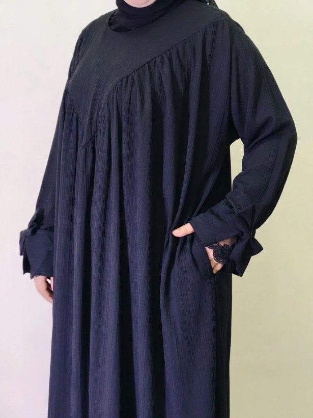 عبای سرمه مشکی پاپیونی