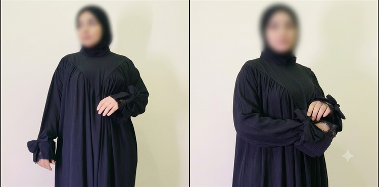 عبای سرمه مشکی پاپیونی